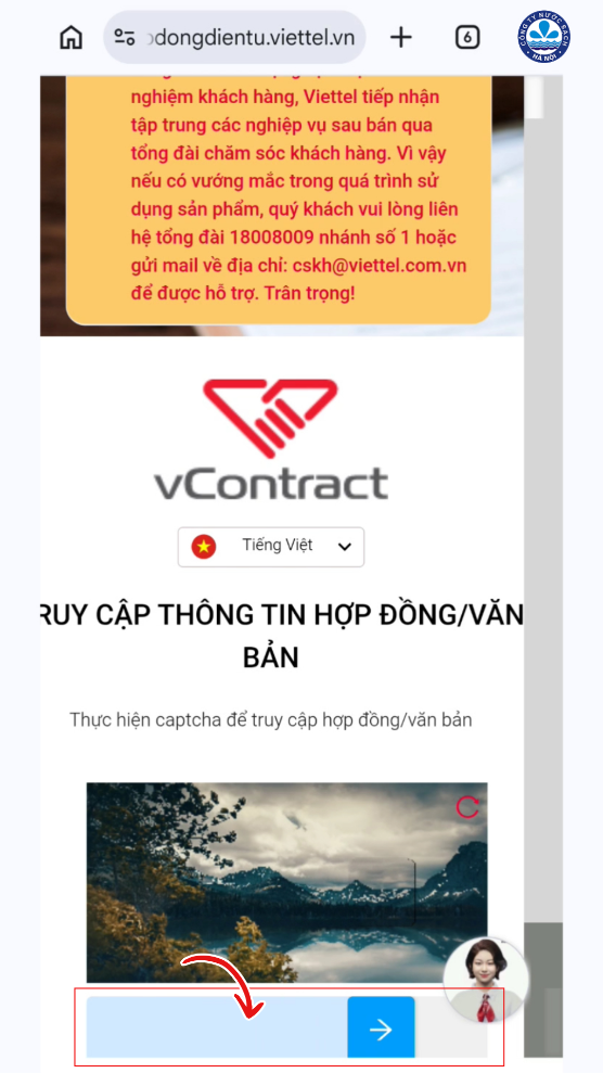 Kéo thả để xác minh Captcha, truy cập nội dung hợp đồng/văn bản