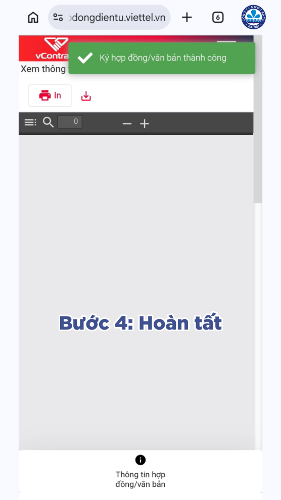 Thông báo ký hợp đồng thành công